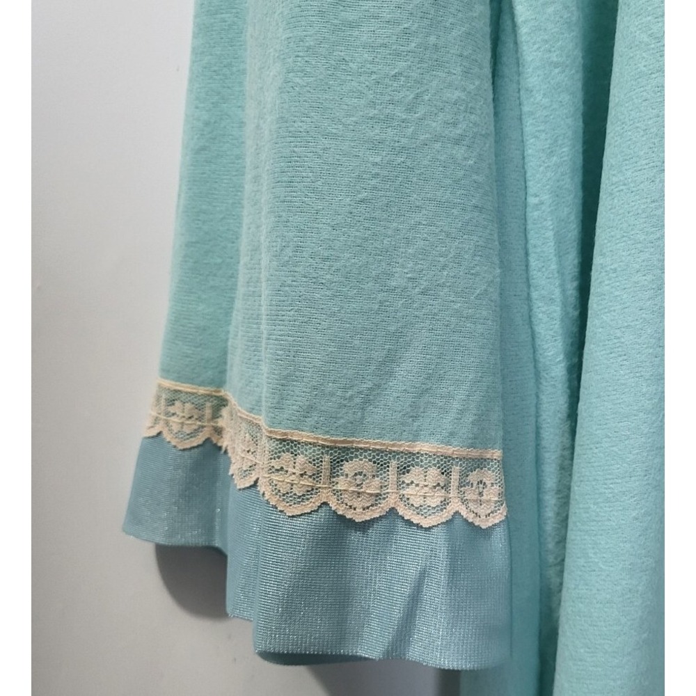 Vintage Dream Wear Nightgown Lingerie Modest Large Aqua Blue 70s USA W Tag - Picture 3 of 7